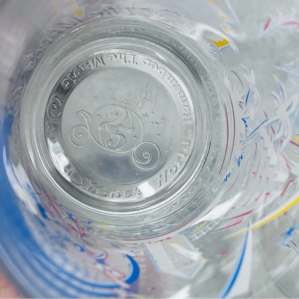 DISNEY World 25th‎ Anniversary Glasses Set of 2 Glass Cups Tumblers Goofy